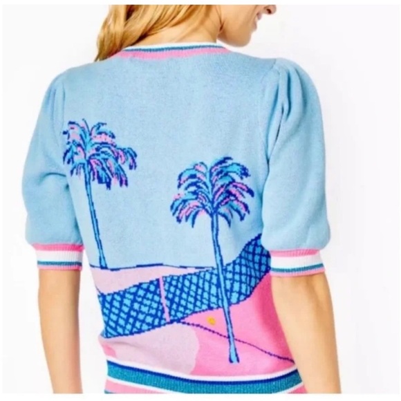 Lilly Pulitzer Ravello Blue Perfect Match Intarsia Vivie Sweater XL - Picture 2 of 10